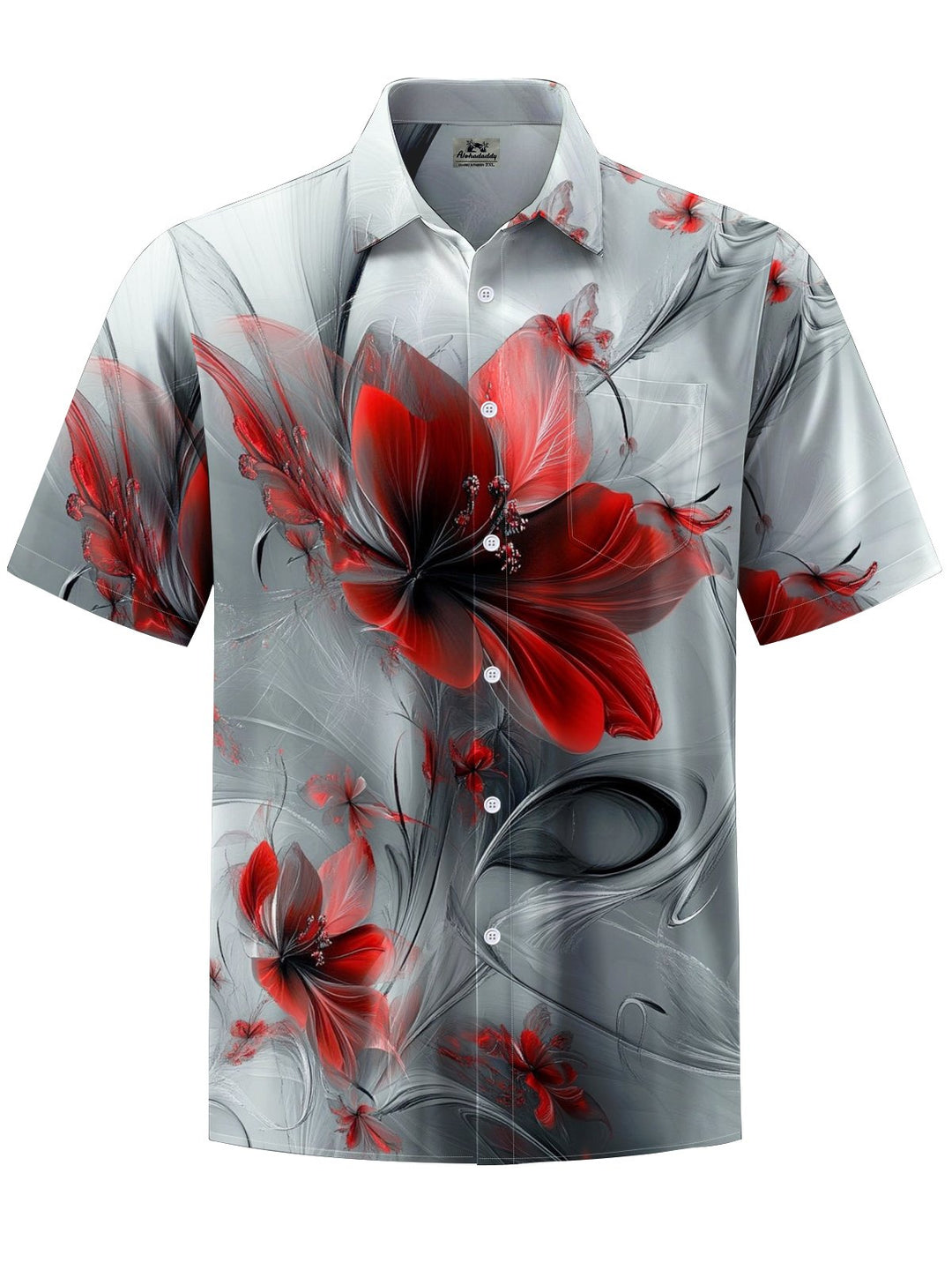 Alohadaddy® Casual Floral Art Print Chest Pocket Men&