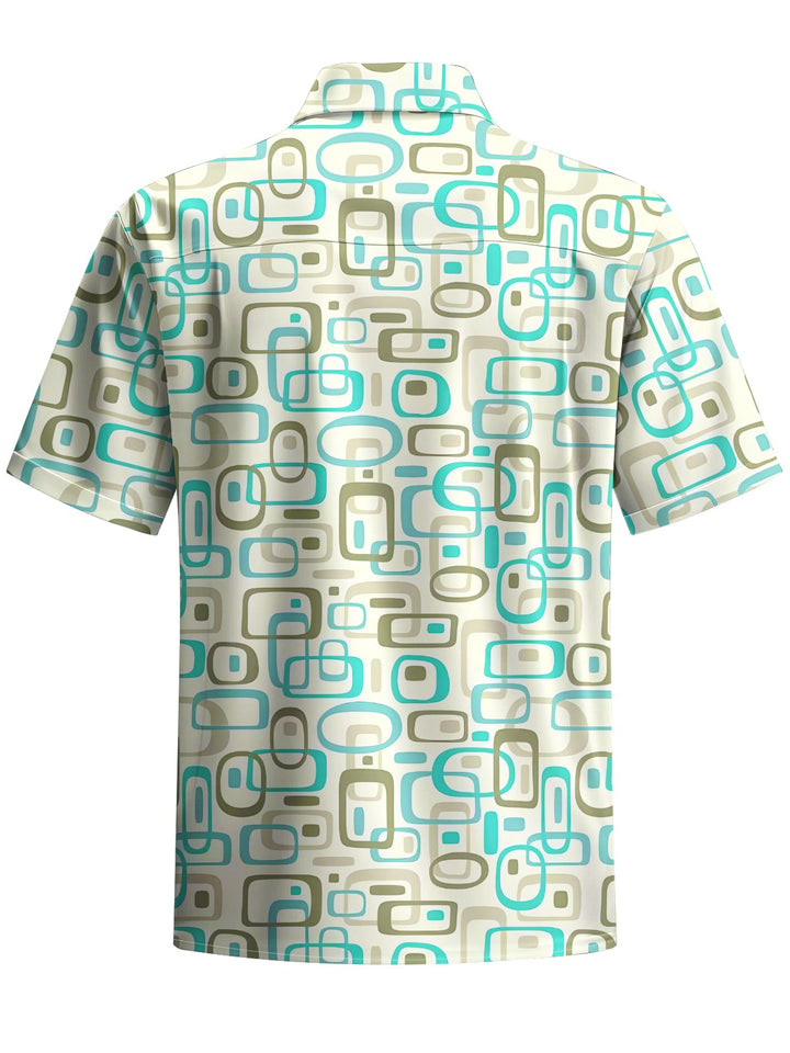 Alohadaddy® Casual Geometric Art Print Chest Pocket Men&