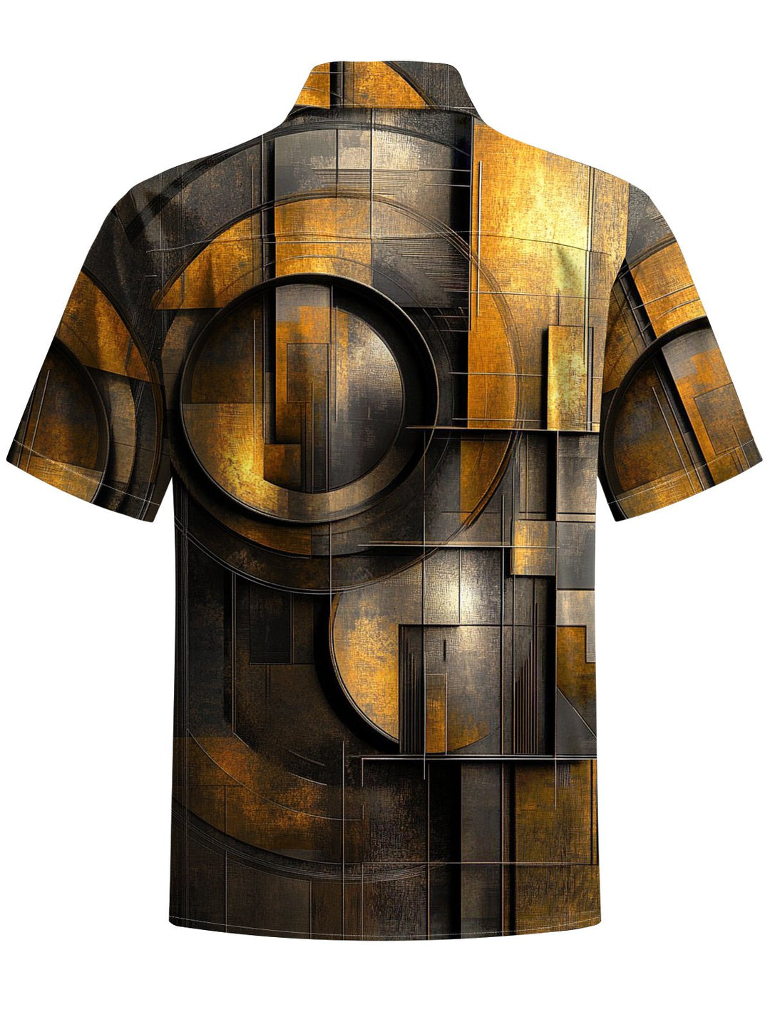 Alohadaddy® Vintage Casual Geometric Rust Art Print Chest Pocket Men&