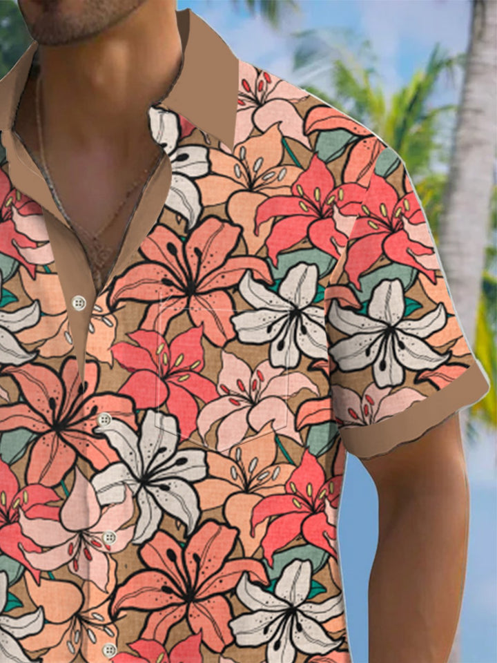 Alohadaddy® Casual Hibiscus Contrast Art Print Men&