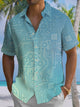 Alohadaddy® Casual Geometric Circuit Board Print Chest Pocket Men's Stretch Short Sleeve Ripped Shirt Big & Tall