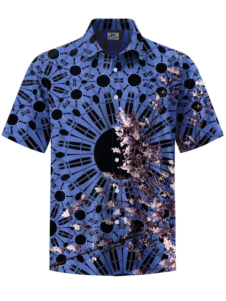 Alohadaddy® Casual Geometric Cherry Blossom Print Art Pocket Stretch Men&