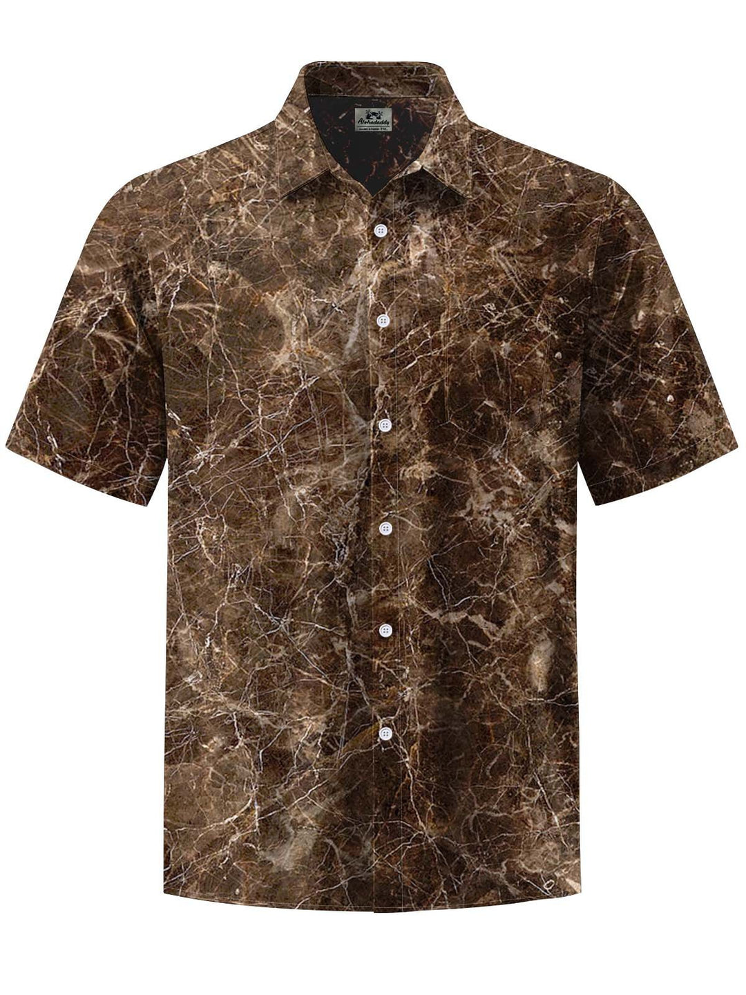 Alohadaddy® Vintage Marble Art Print Chest Pocket Stretch Men&