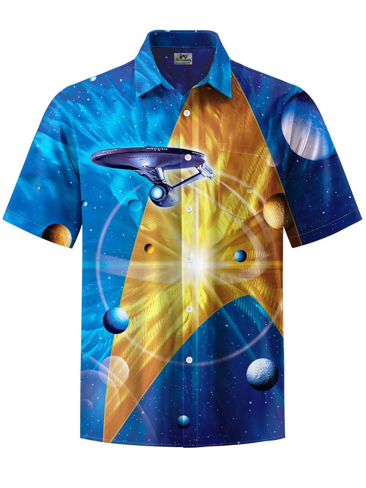 Alohadaddy® Casual Starry Sky Spaceship Print Art Pocket Elastic Men&