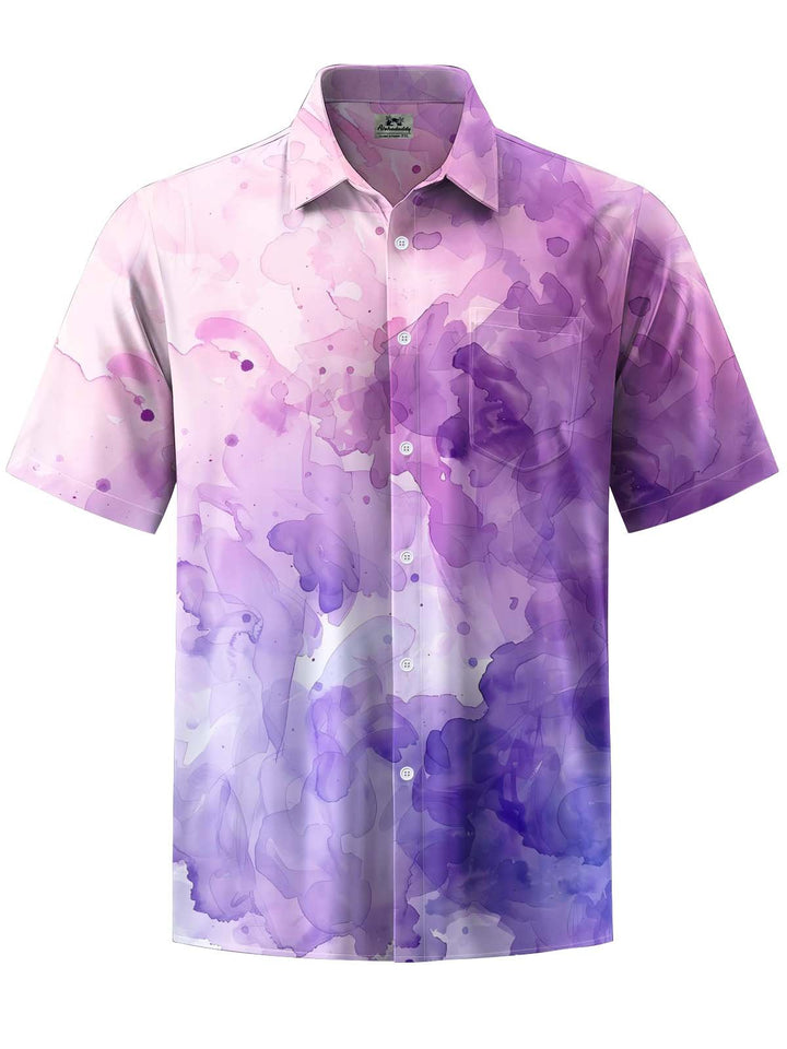 Alohadaddy® Casual Abstract Watercolor Art Print Chest Pocket Men&