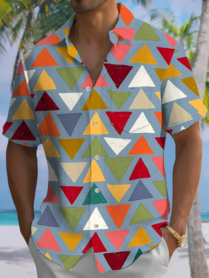 Alohadaddy® Casual Geometric Triangle Print Art Pocket Stretch Men&