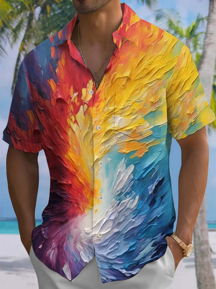 Alohadaddy® Casual Abstract Acrylic Print Art Pocket Stretch Men&