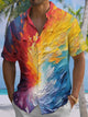 Alohadaddy® Casual Abstract Acrylic Print Art Pocket Stretch Men's Short Sleeve Shirt Big & Tall