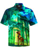 Alohadaddy® Halloween Scooby-Doo Printed Elastic Pocket Button Men's Short Sleeve Shirt Big & Tall
