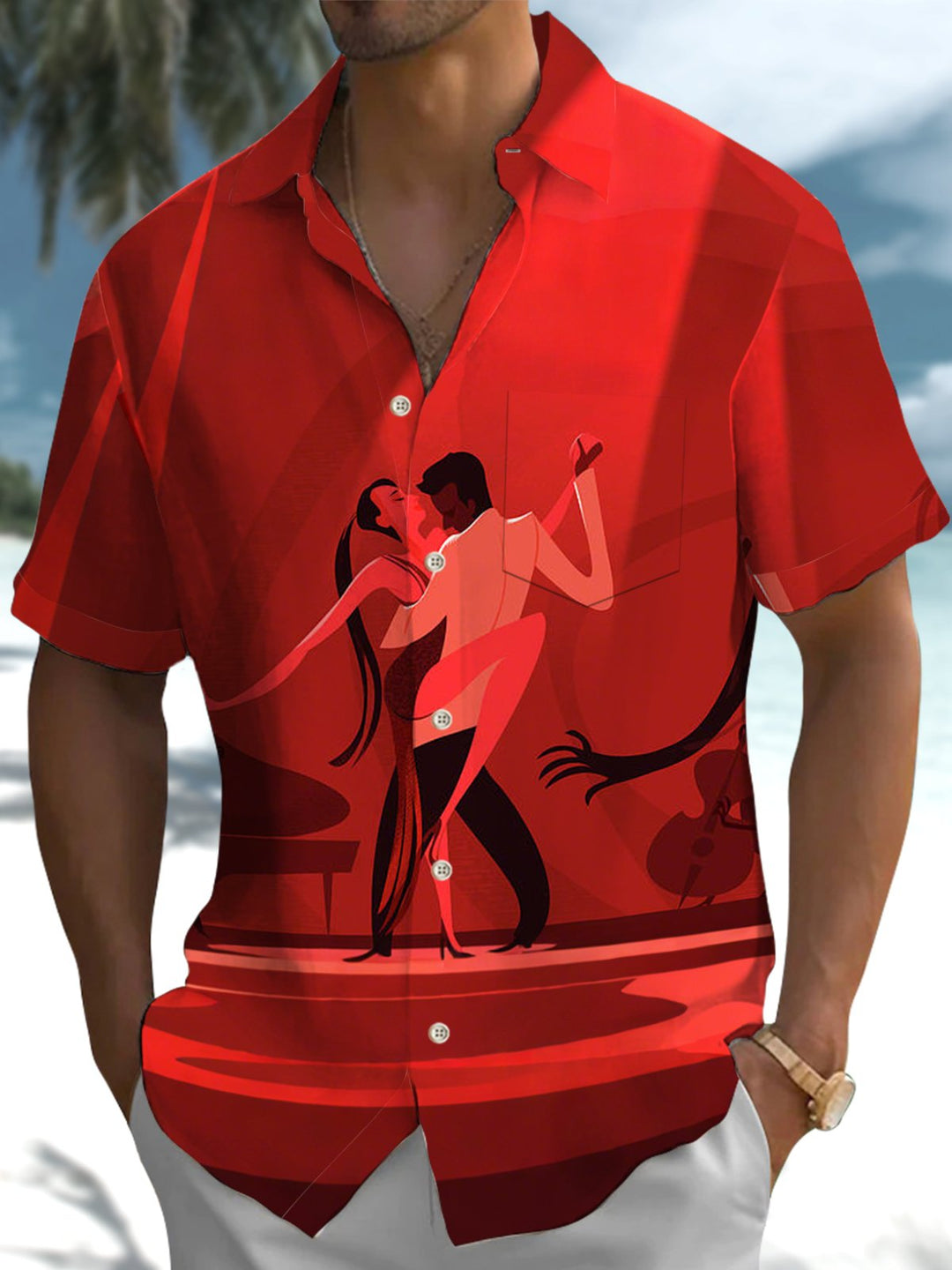 Alohadaddy® Retro Geometric Atomic Dance Print Pocket Stretch Men&