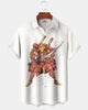 Alohadaddy® Vintage Ukiyo-e Samurai Print Artistic Elastic Button Pocket Men's Short-Sleeve Shirt Big & Tall