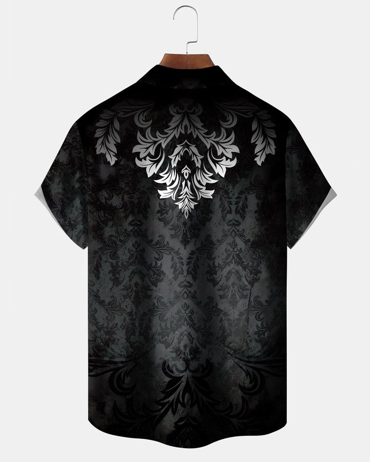 Alohadaddy® Vintage Baroque Print Art Button Pocket Cardigan Men&