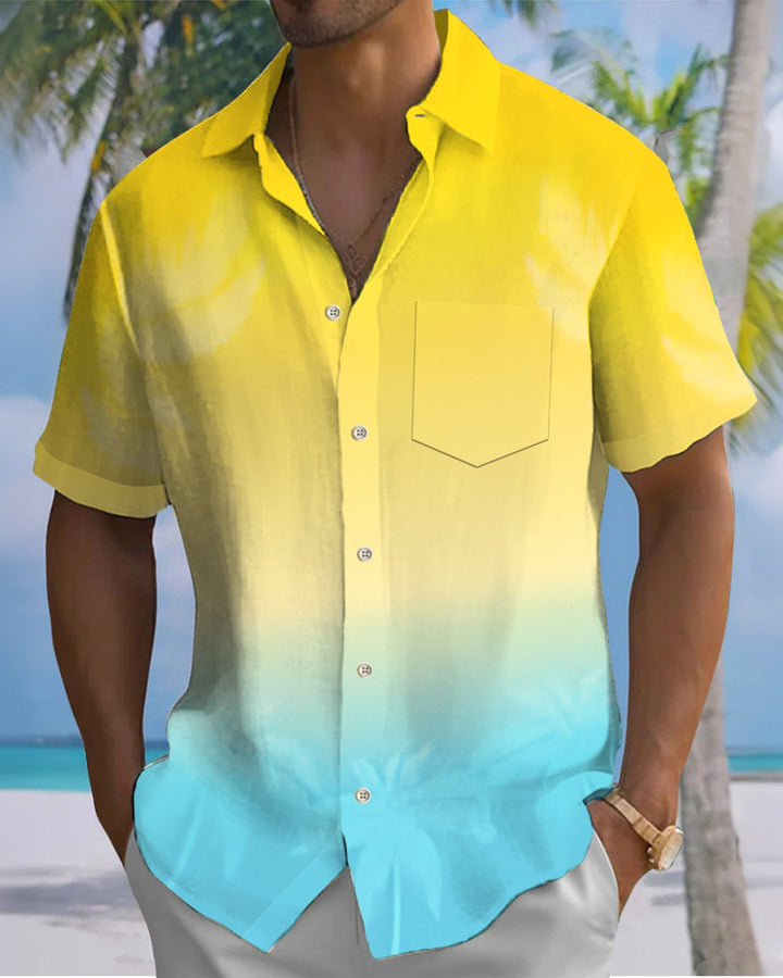 Alohadaddy® Casual Gradient Print Art Button Pocket Cardigan Men&