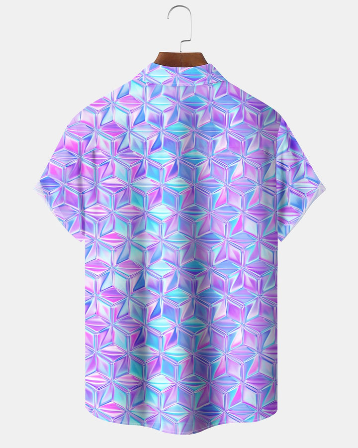 Alohadaddy® Casual Geometric Print Art Button Pocket Cardigan Men&