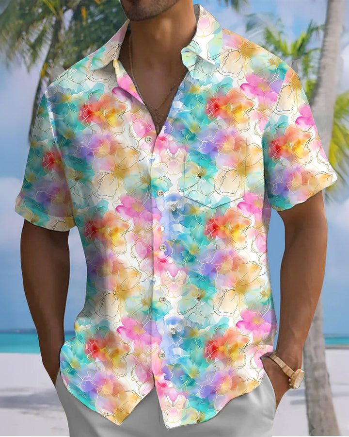 Alohadaddy® Hawaiian Floral Print Art Button Pocket Cardigan Men&