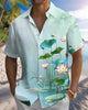 Alohadaddy® Casual Lotus Print Art Button Pocket Cardigan Men's Short Sleeve Shirt
