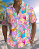 Alohadaddy® Hawaiian Colorful Geometric Print Art Button Pocket Cardigan Men's Short Sleeve Shirt