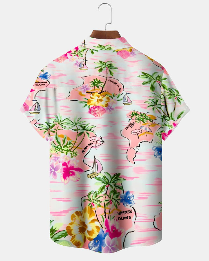 Alohadaddy® Hawaii Palm Tree Print Button-Down Shirt   Men&