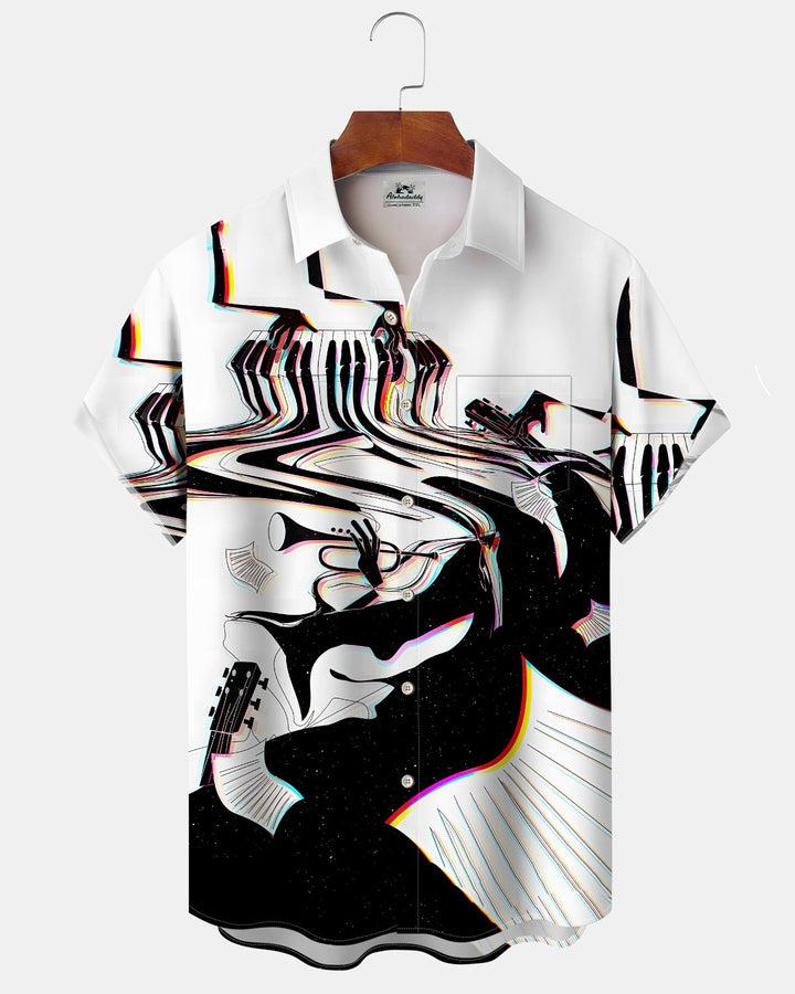 Alohadaddy® Casual Abstract Print Art Button Pocket Cardigan Men&