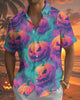 Alohadaddy® Men's Short-Sleeve Button-Down Shirt  Vintage Halloween Graphic Print with Pocket