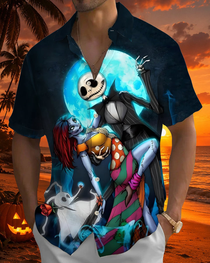 Alohadaddy® Holiday Halloween Graphic Print Button-Down Pocket Cardigan-Style Men&