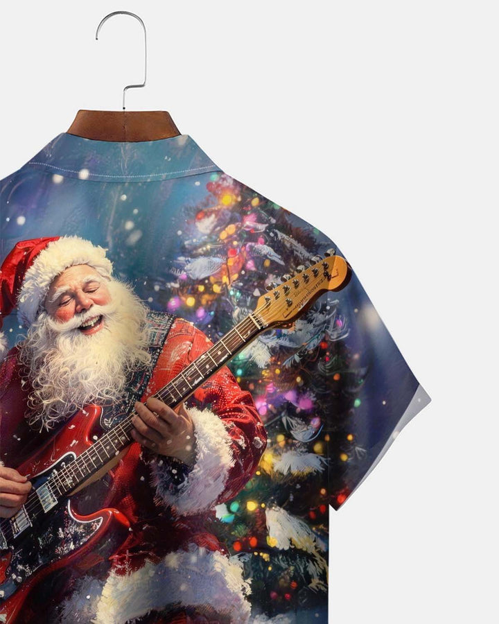Alohadaddy® Men’s Short-Sleeve Button-Down Shirt  Holiday/Christmas Graphic Print with Pocket