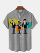 Alohadaddy® Men's Medieval Geometric Print Button Pocket Short Sleeve Shirt Big & Tall