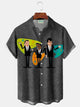 Alohadaddy® Men's Medieval Geometric Print Button Pocket Short Sleeve Shirt Big & Tall