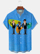 Alohadaddy® Men's Medieval Geometric Print Button Pocket Short Sleeve Shirt Big & Tall