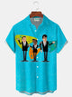 Alohadaddy® Men's Medieval Geometric Print Button Pocket Short Sleeve Shirt Big & Tall