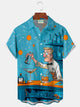 Alohadaddy® Retro Mid-Century Geometric Print Men's Button Pocket Short Sleeve Shirt Big & Tall