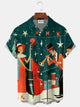 Alohadaddy® Men's Retro Geometric Music Print Button Pocket Short Sleeve Shirt Big & Tall