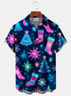 Alohadaddy® Christmas Gradient Print Men's Button Pocket Short Sleeve Shirt Big & Tall