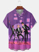 Alohadaddy® Vintage Concert Medieval Geometric Print Men's Button Pocket Short Sleeve Shirt Big & Tall