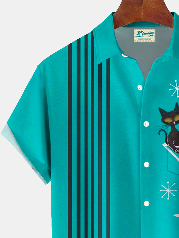 Alohadaddy® Retro Mid-Century Geometric Atomic Cat Print Men&