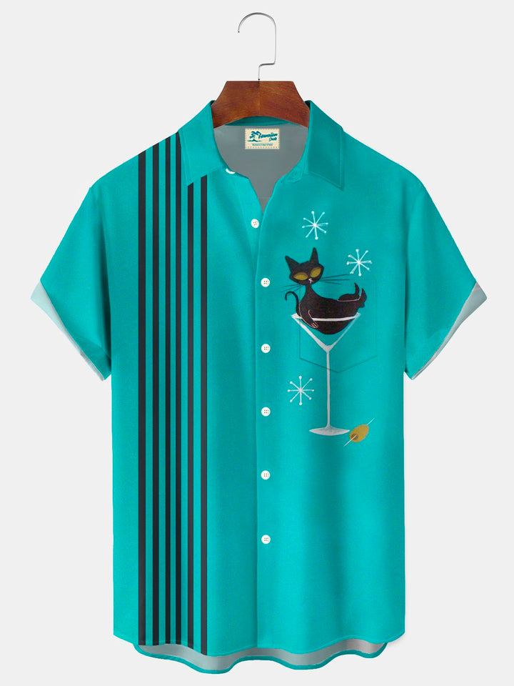 Alohadaddy® Retro Mid-Century Geometric Atomic Cat Print Men&