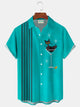 Alohadaddy® Retro Mid-Century Geometric Atomic Cat Print Men's Button Pocket Short Sleeve Shirt Big & Tall