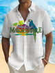 Alohadaddy® Casual Parrot Art Print Pockets Moisture Wicking Hawaiian Shirt Big & Tall