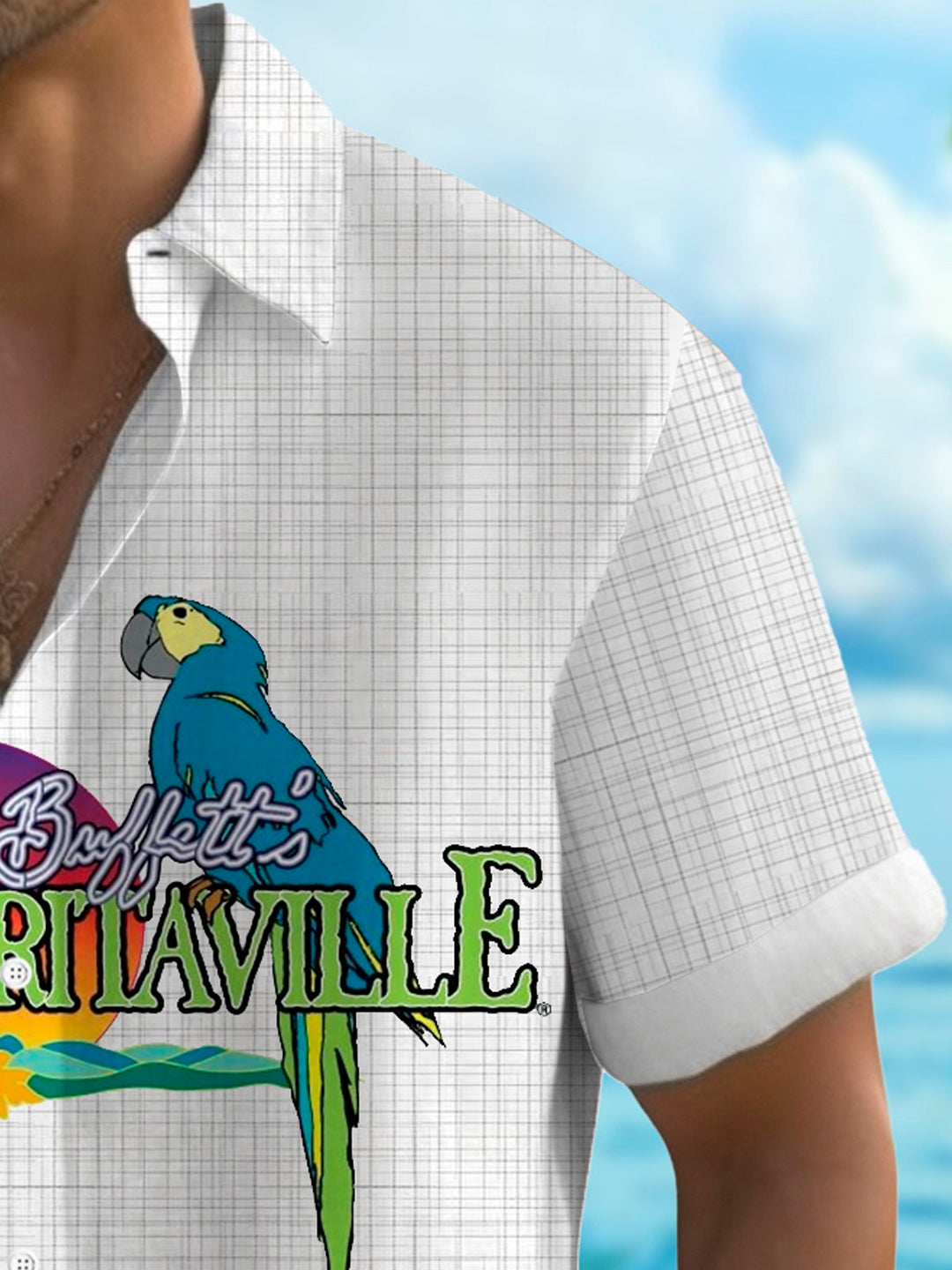 Alohadaddy® Casual Parrot Art Print Pockets Moisture Wicking Hawaiian Shirt Big &amp; Tall