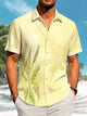 Alohadaddy Casual Hawaiian Plant Bamboo Print Art Pocket Button Elastic Oversized Shirt