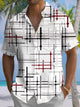Alohadaddy Casual Stripes Art Print Moisture Wicking Chest Pocket Oversized Stretch Hawaiian Short Sleeve Shirt