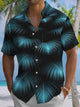 Alohadaddy® Casual Palm Leaves Black Print Art Chest Pocket Moisture Wicking Large Size Hawaiian Shirt