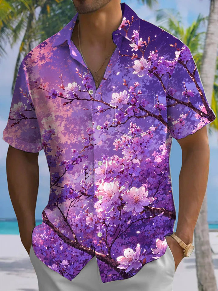 Alohadaddy® Hawaiian Peach Art Print Chest Pocket Men&