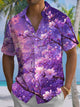 Alohadaddy® Hawaiian Peach Art Print Chest Pocket Men's Short Sleeve Shirt Big & Tall