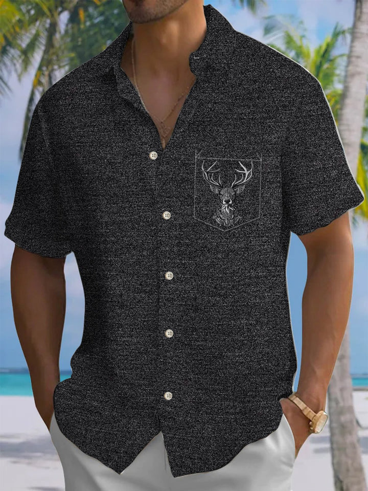 Alohadaddy® Casual Deer Head Textured Print Art Men&
