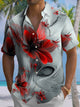 Alohadaddy® Casual Floral Art Print Chest Pocket Men's Short Sleeve Shirt Big & Tall