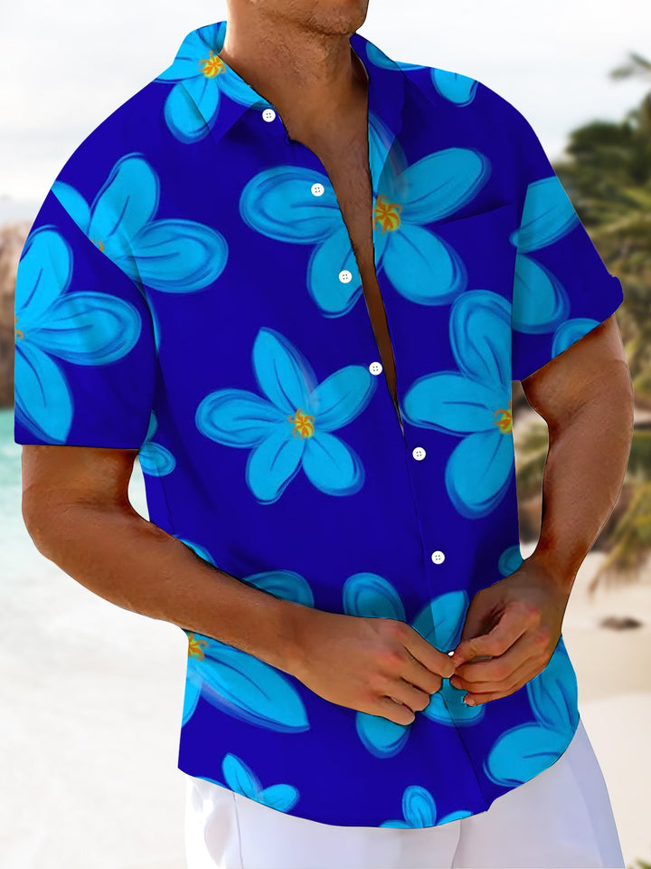 Alohadaddy® Hawaiian Floral Art Print Chest Pocket Men&