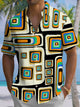 Alohadaddy® Casual Geometric Art Print Chest Pocket Men's Short Sleeve Shirt Big & Tall