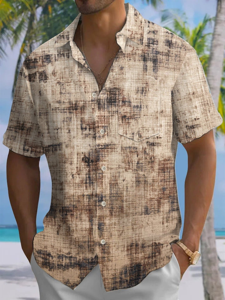 Alohadaddy® Vintage Plaid Stripe Printed Artwork Chest Pocket Men&