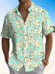 Alohadaddy® Casual Geometric Art Print Chest Pocket Men's Short Sleeve Shirt Big & Tall
